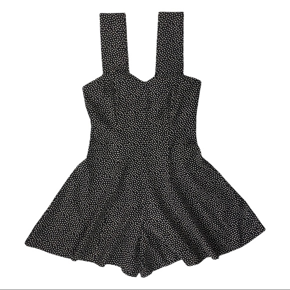 Vintage Y2K Romper Shorts Onesie Playsuit Retro PinUp Black White Tiny Polka Dot - Picture 9 of 12